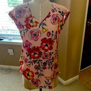 Express Floral capped short sleeve top